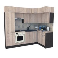Bucatarie de Colt BIG GENA NEW ST. 140-250, Wenge / Decor 3025